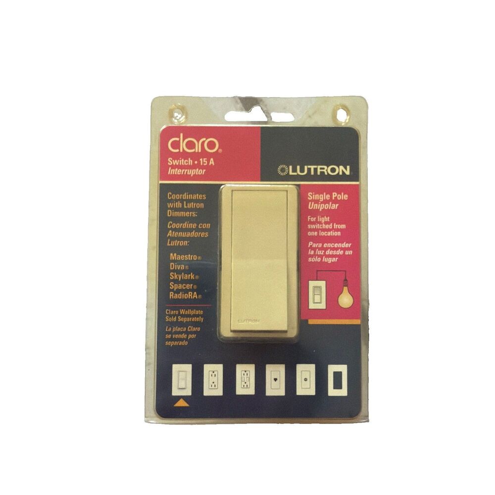 Claro Decora Switch, 15 Amp Lutron Single Pole Switch Almond. CA-1PSH-AL, new
